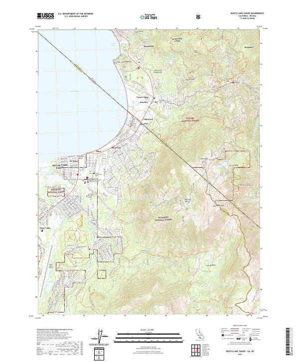 South Lake Tahoe topographic map thumbnail