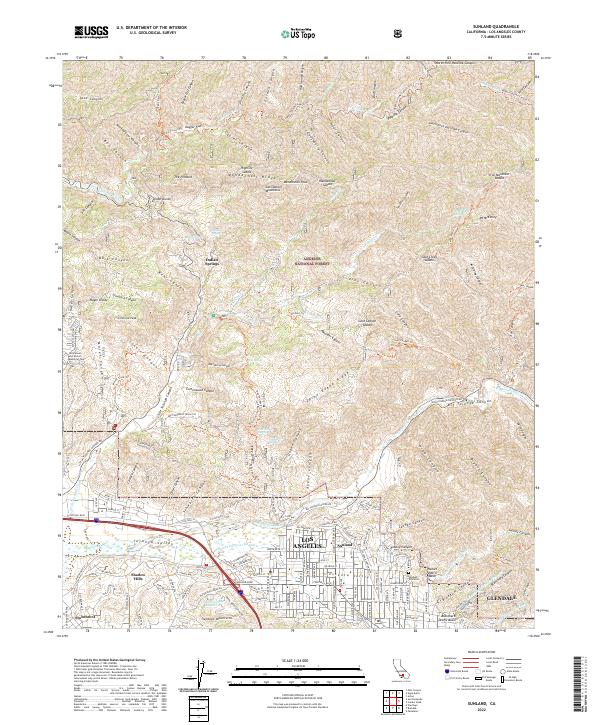Sunland 2022 topographic map thumbnail