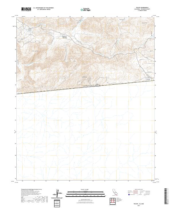 Tecate 2021 topographic map thumbnail