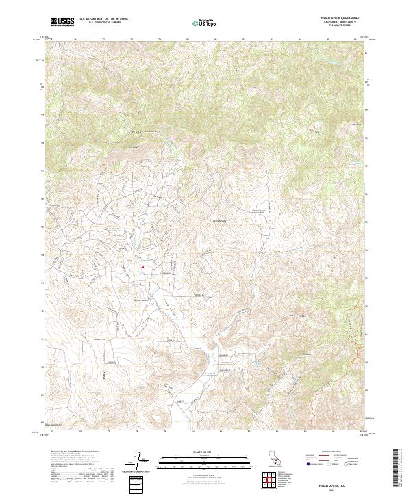 Tehachapi NE 2021 topographic map thumbnail