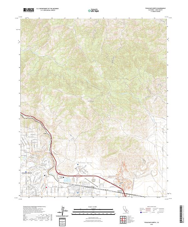 Tehachapi North 2022 topographic map thumbnail