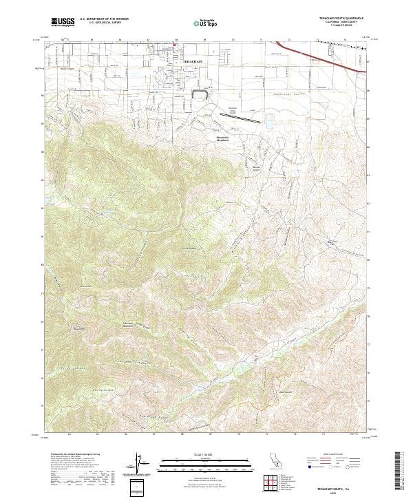 Tehachapi South 2022 topographic map thumbnail
