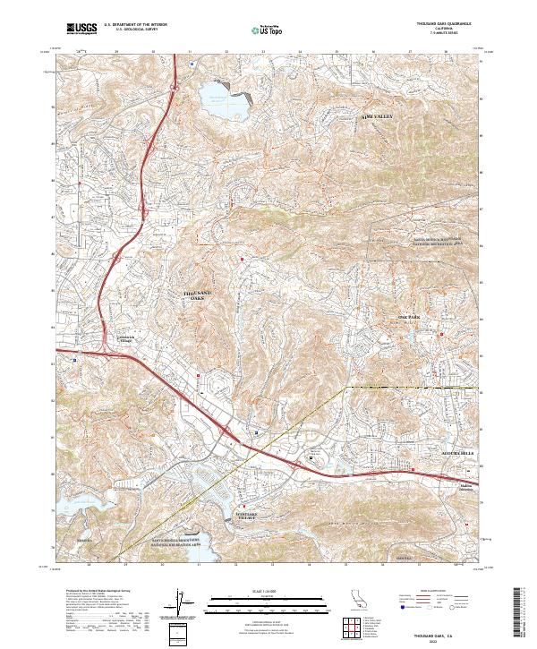 Thousand Oaks topographic map thumbnail
