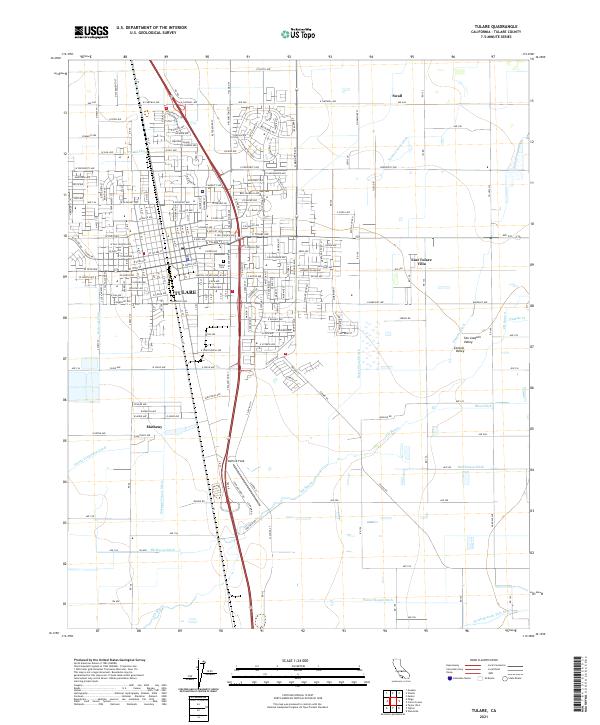 Tulare 2021 topographic map thumbnail
