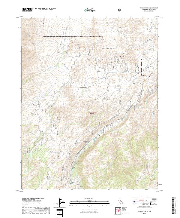 Tungsten Hills topographic map thumbnail