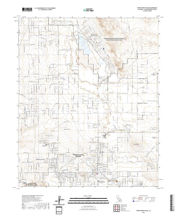 Twentynine Palms 2021 topographic map thumbnail
