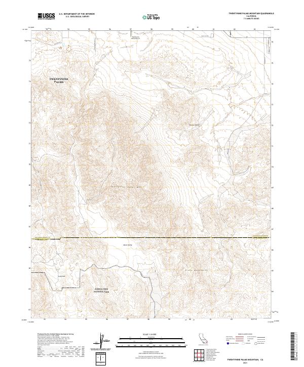Twentynine Palms Mountain topographic map thumbnail