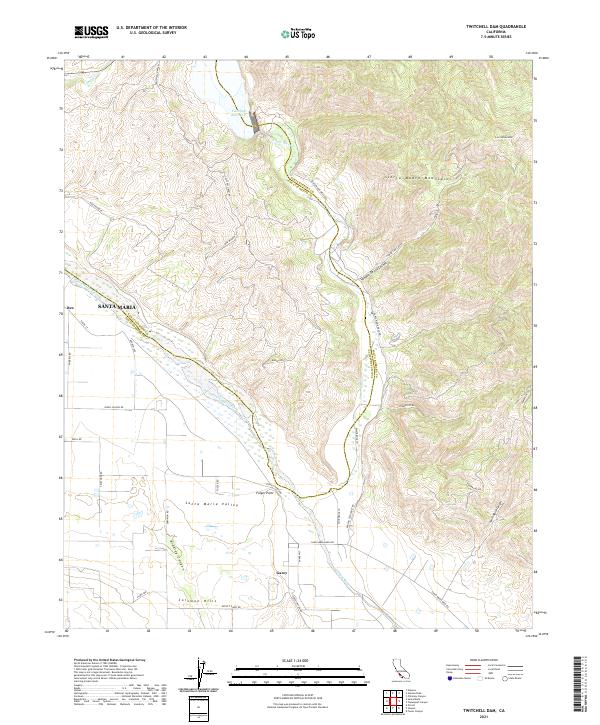 Twitchell Dam 2021 topographic map thumbnail