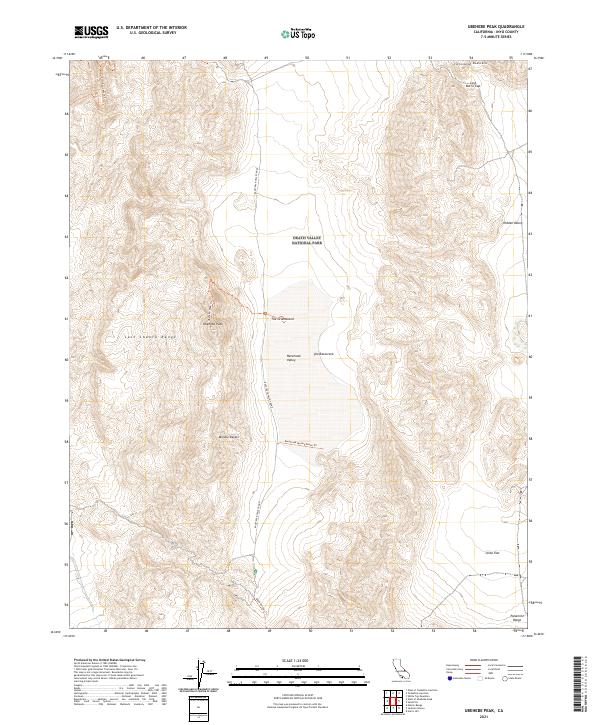 Ubehebe Peak 2021 topographic map thumbnail
