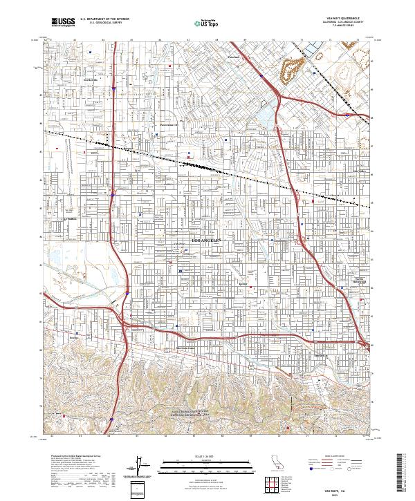 Van Nuys 2022 topographic map thumbnail