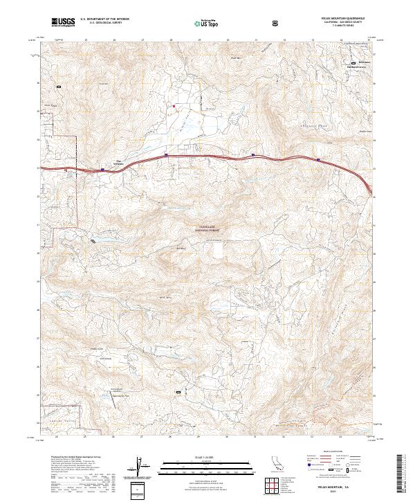 Viejas Mountain topographic map thumbnail