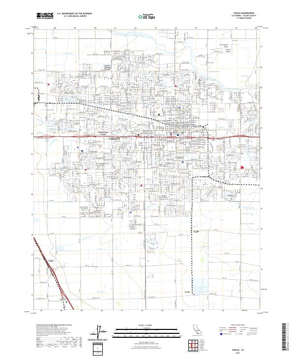 Visalia 2021 topographic map thumbnail