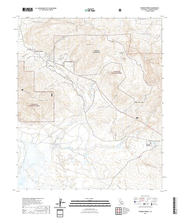 Warner Springs 2021 topographic map thumbnail