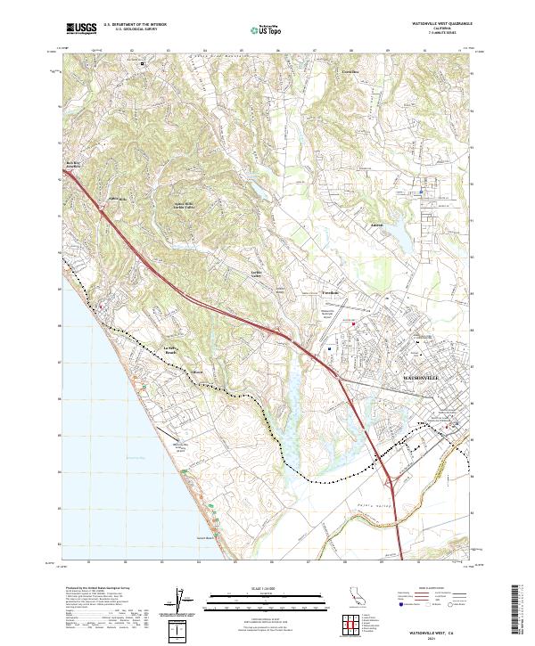 Watsonville West topographic map thumbnail