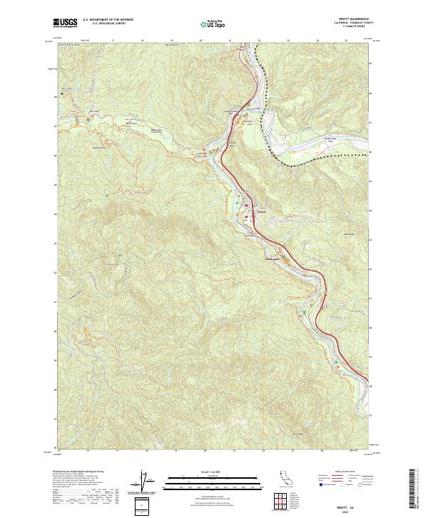 Weott 2022 topographic map thumbnail