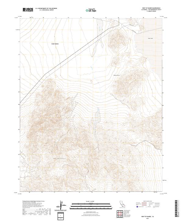 West of Baker topographic map thumbnail