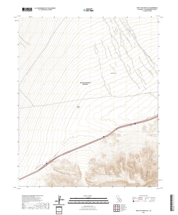 West of Blind Hills topographic map thumbnail