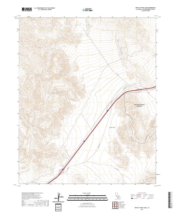 West of Soda Lake topographic map thumbnail