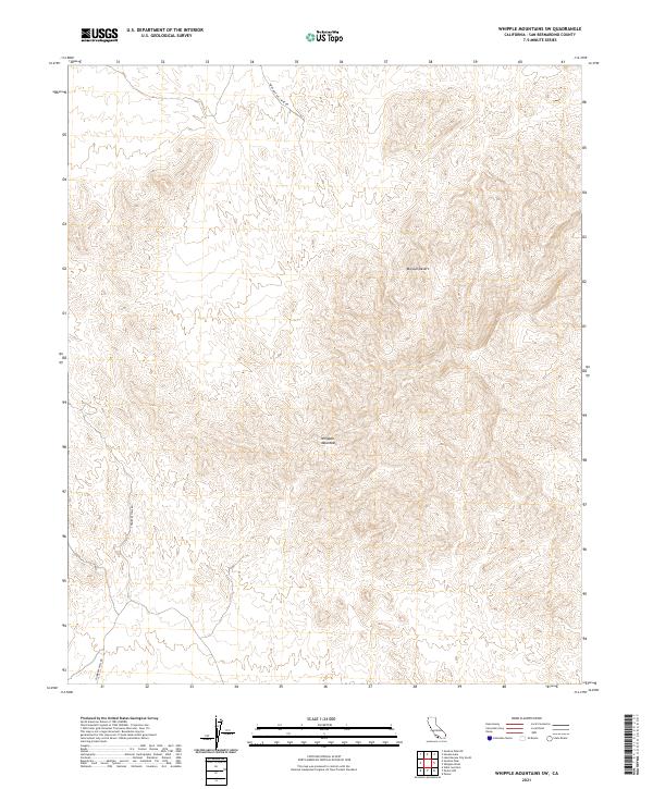 Whipple Mountains SW topographic map thumbnail