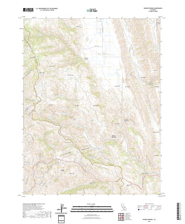 Wilbur Springs 2022 topographic map thumbnail