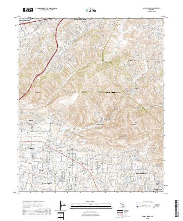 Yorba Linda topographic map thumbnail