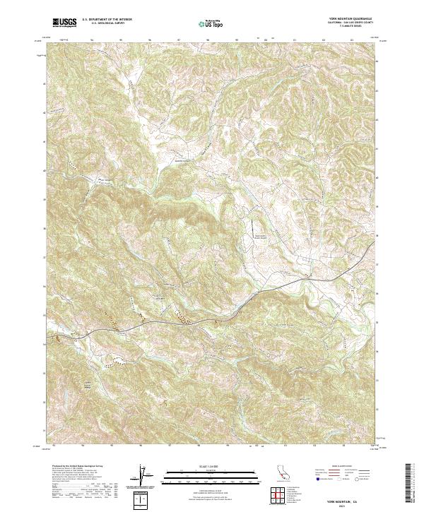 York Mountain 2021 topographic map thumbnail