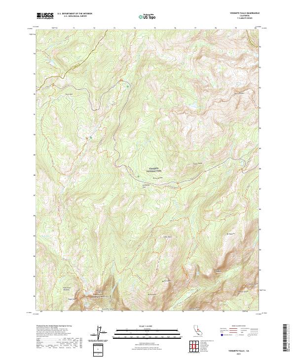 Yosemite Falls 2021 topographic map thumbnail