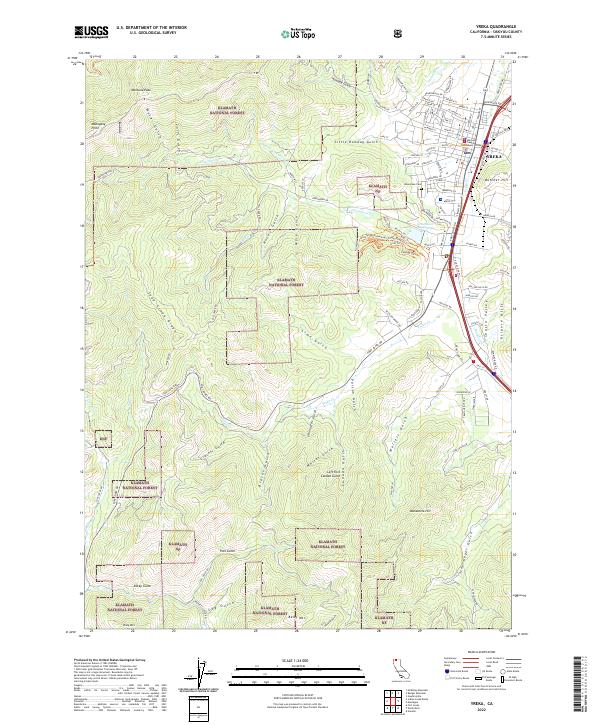 Yreka 2022 topographic map thumbnail