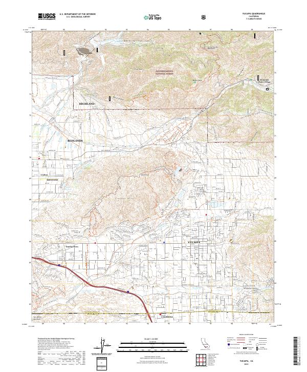 Yucaipa 2021 topographic map thumbnail