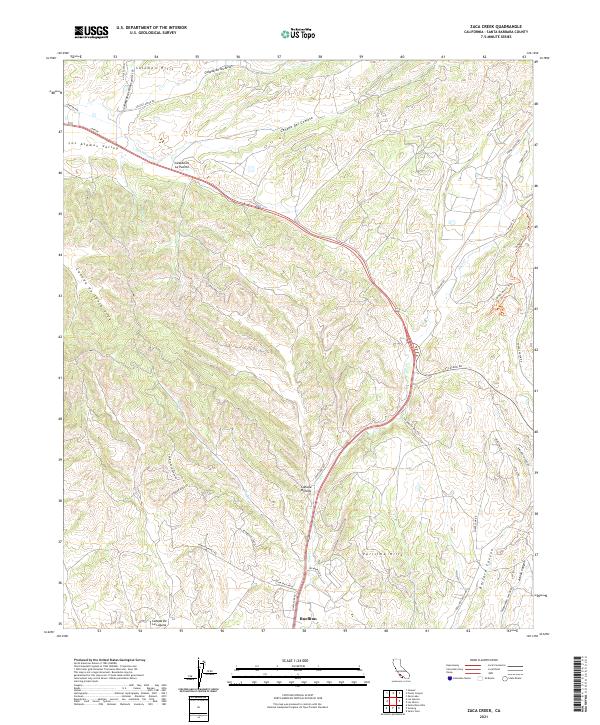 Zaca Creek 2021 topographic map thumbnail