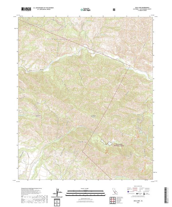 Zaca Lake 2021 topographic map thumbnail