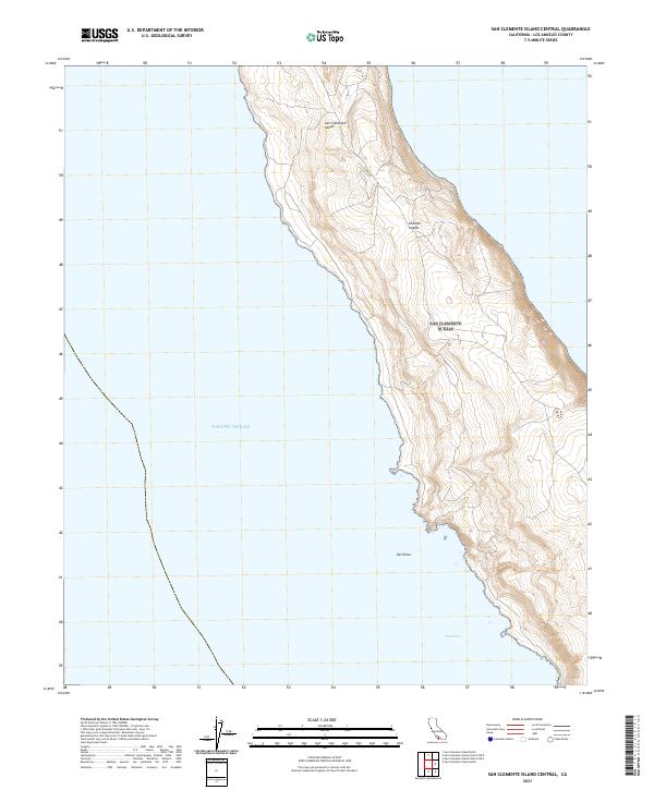 San Clemente Island Central topographic map thumbnail