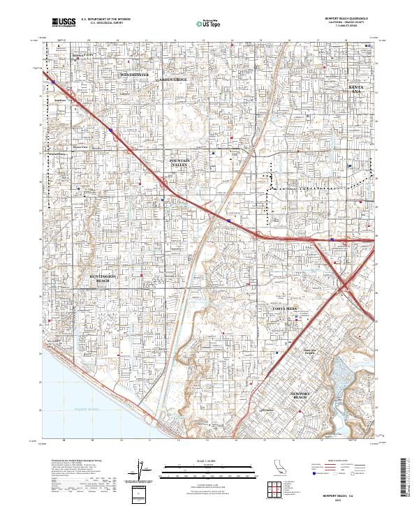 Newport Beach topographic map thumbnail