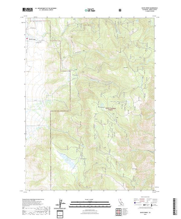 Davis Creek 2021 topographic map thumbnail