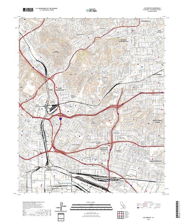 Los Angeles topographic map thumbnail