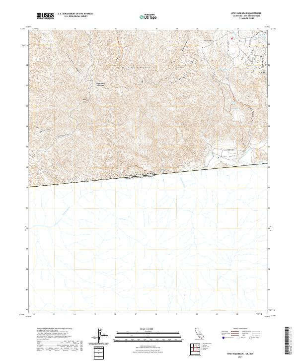 Otay Mountain 2021 topographic map thumbnail