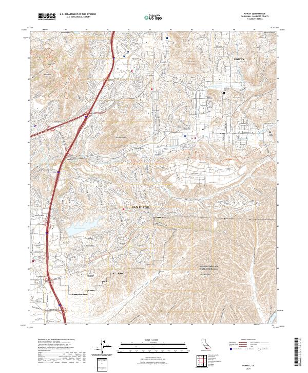 Poway 2021 topographic map thumbnail