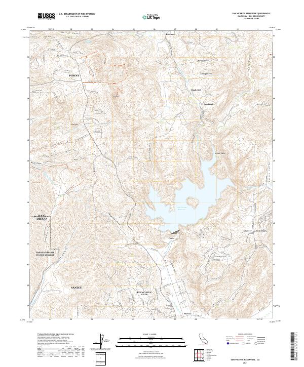 San Vicente Reservoir topographic map thumbnail