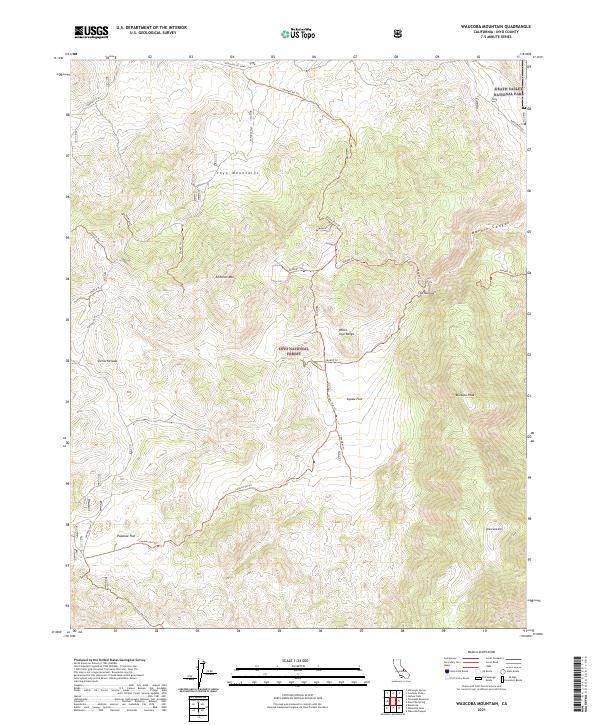 Waucoba Mountain 2021 topographic map thumbnail