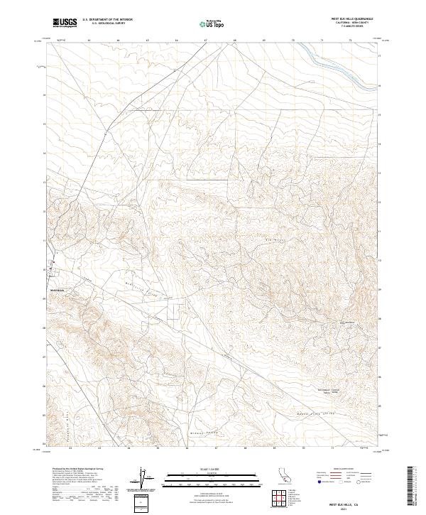 West Elk Hills topographic map thumbnail