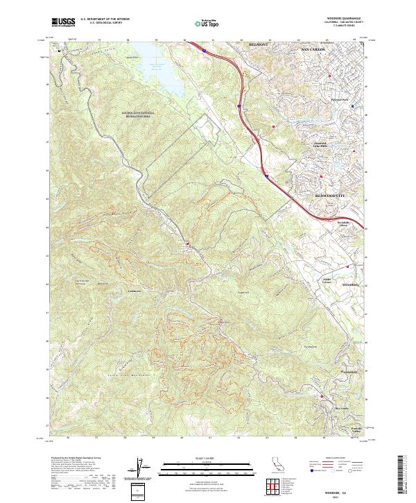 Woodside 2021 topographic map thumbnail