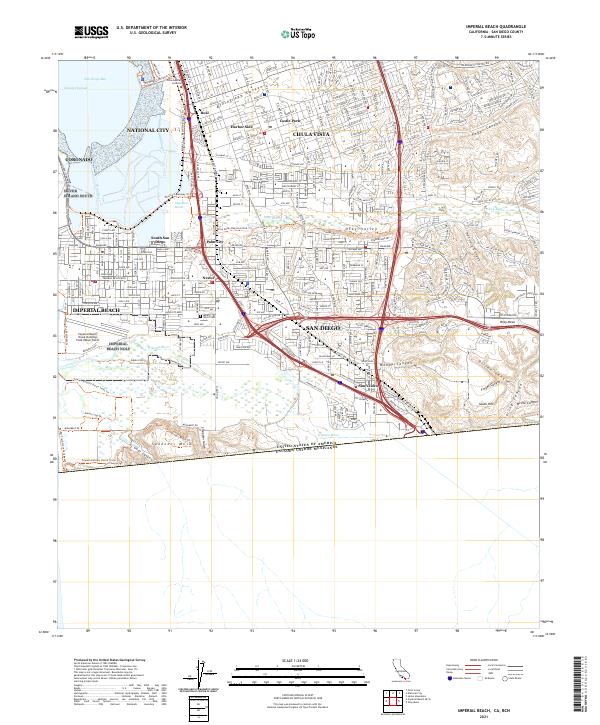 Imperial Beach 2021 topographic map thumbnail