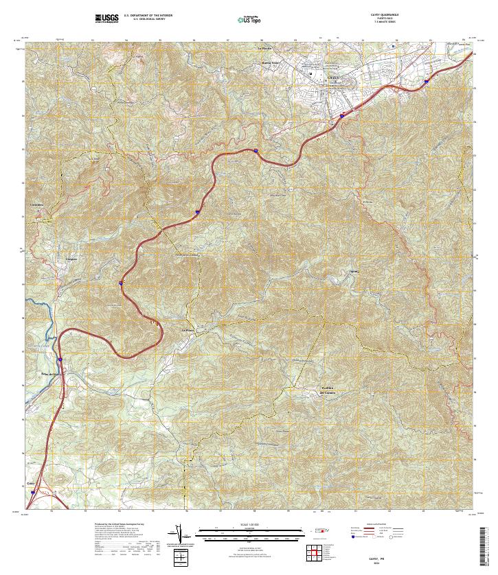 Cayey topographic map thumbnail