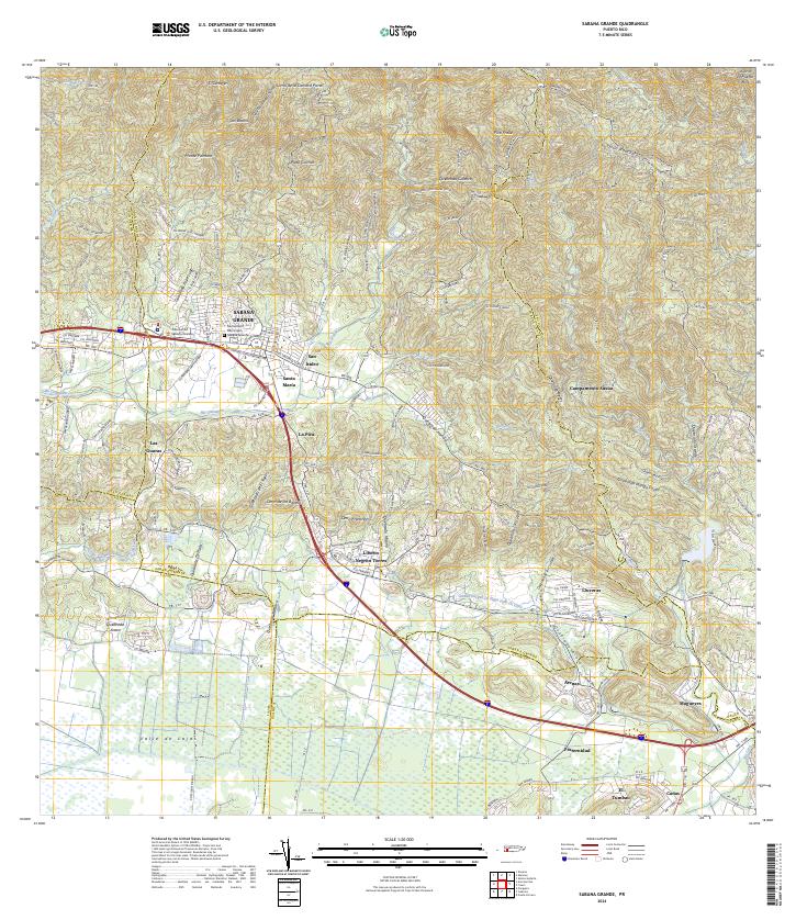 Sabana Grande topographic map thumbnail