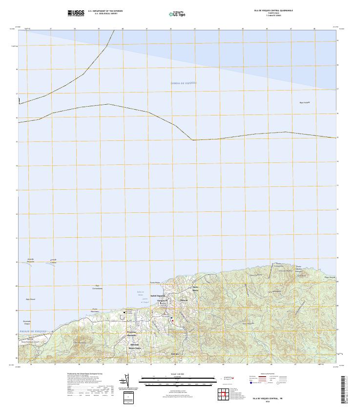 Isla De Vieques Central topographic map thumbnail