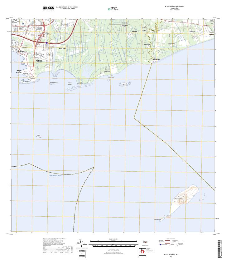 Playa De Ponce topographic map thumbnail