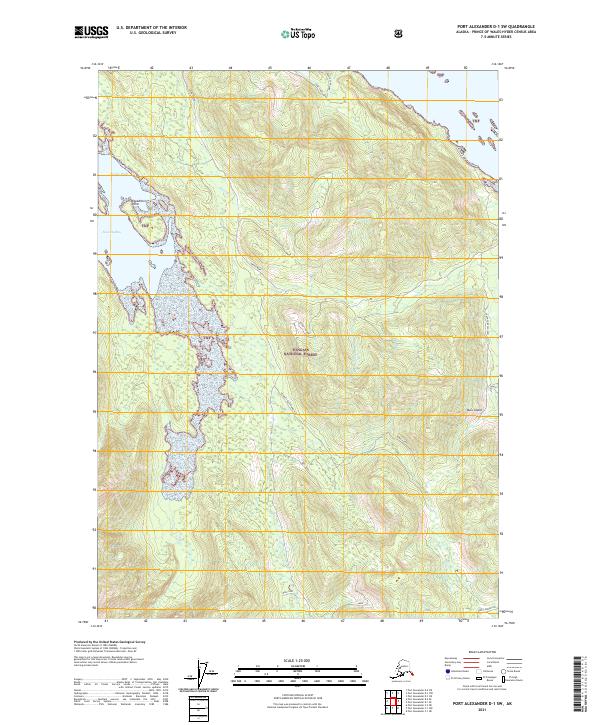 Port Alexander D-1 SW topographic map thumbnail