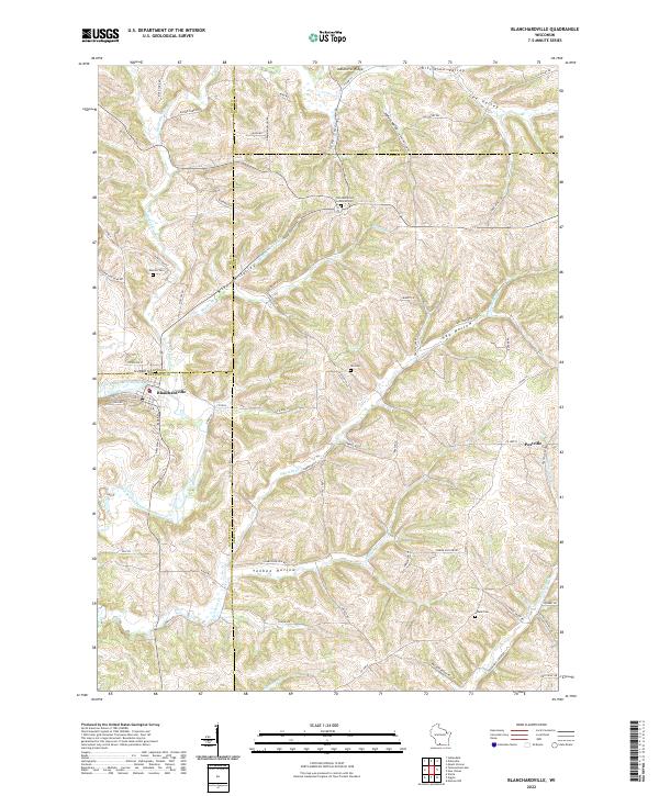 Blanchardville topographic map thumbnail