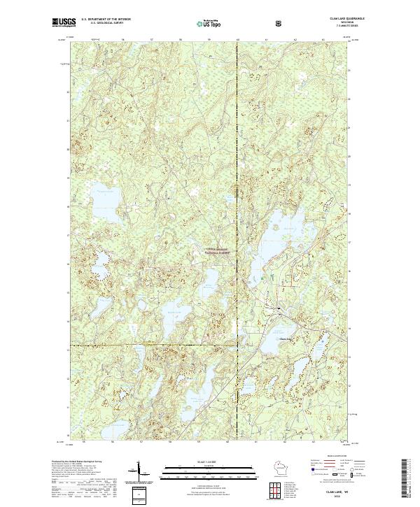 Clam Lake topographic map thumbnail