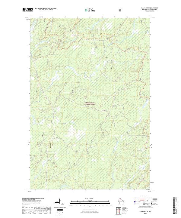 Clam Lake SE topographic map thumbnail
